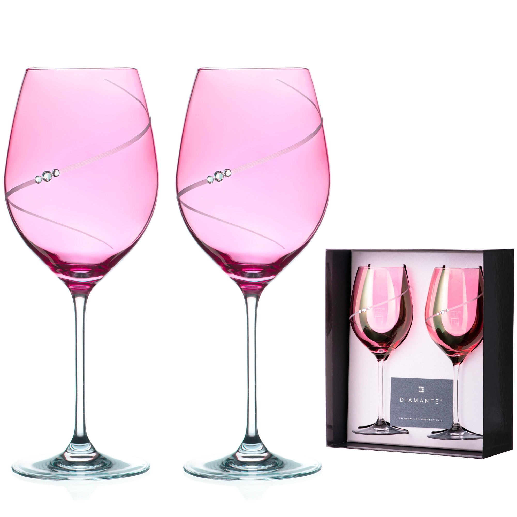 Silhouette' Crystal White Wine Glasses with Swarovski Crystals - Set of 2